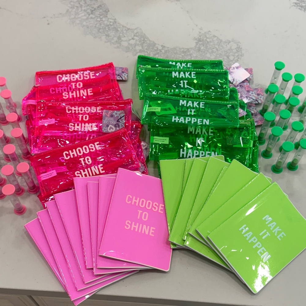 Choose to Shine and Make It Happen Party Set - Pink and Green